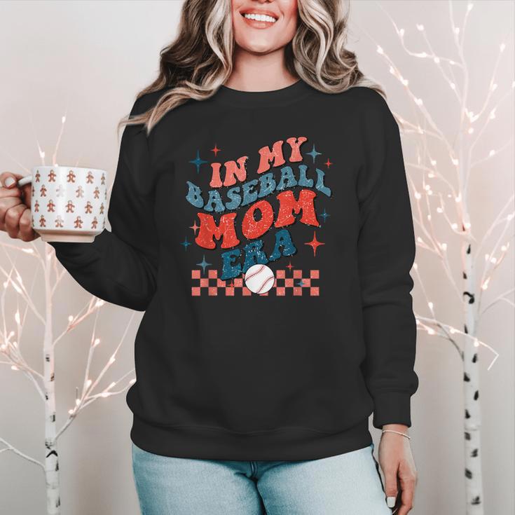 In My Baseball Mom Era Groovy Mom Baseball Mama Mother's Day Women Crewneck Sweatshirt