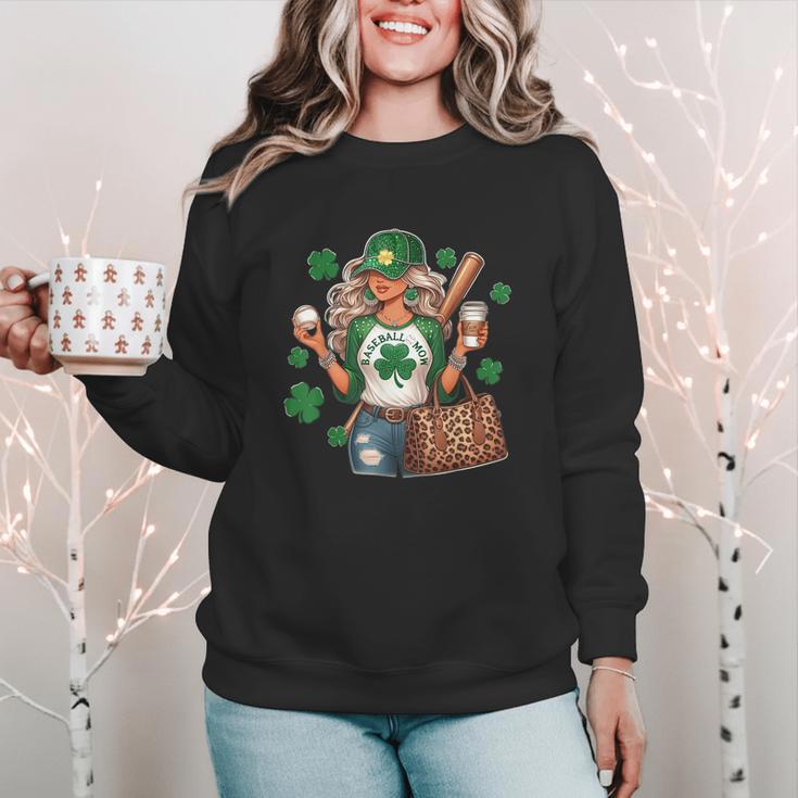 Baseball Mom Green Shamrock St Patrick Day Women Women Crewneck Sweatshirt Baseball Mom Green Shamrock St Patrick Day Women Women Crewneck Sweatshirt