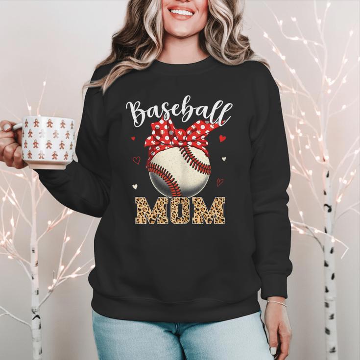 Baseball Mom Headband Leopard Baseball Ball Mother's Day Women Crewneck Sweatshirt Baseball Mom Headband Leopard Baseball Ball Mother's Day Women Crewneck Sweatshirt
