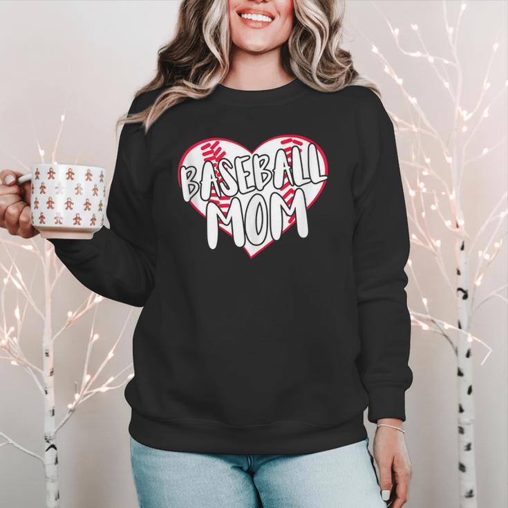 Baseball Mom Heart Women Crewneck Sweatshirt