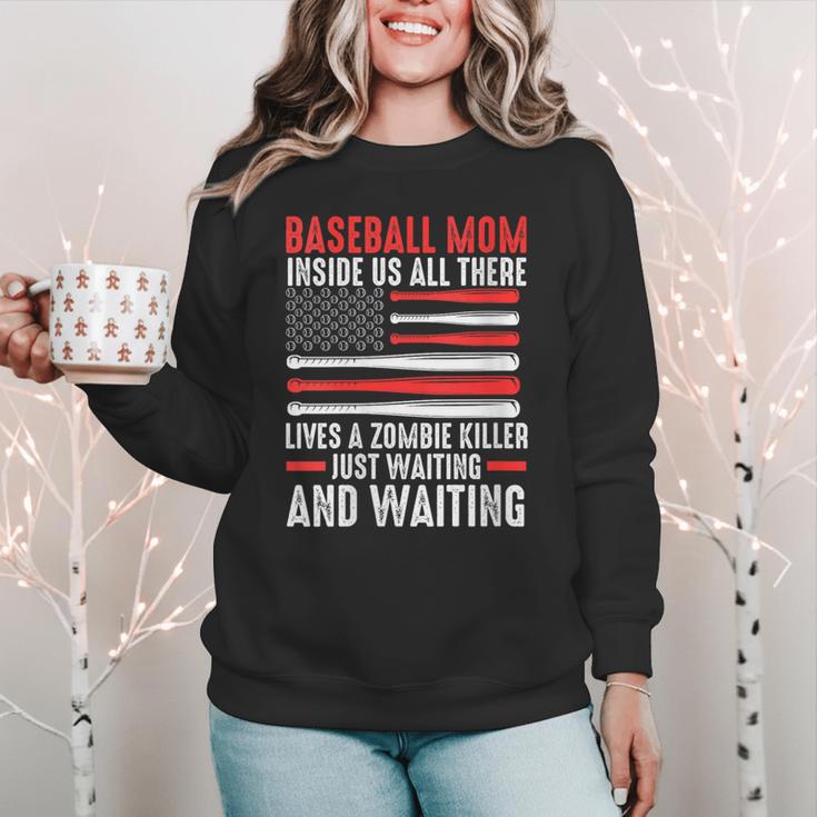 Baseball Mom Inside Us All There Lives a Zombie Sport Women Crewneck Sweatshirt Baseball Mom Inside Us All There Lives a Zombie Sport Women Crewneck Sweatshirt