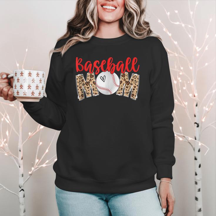 Baseball Mom Leopard Print Cute Mother's Day Sport Lover Women Crewneck Sweatshirt
