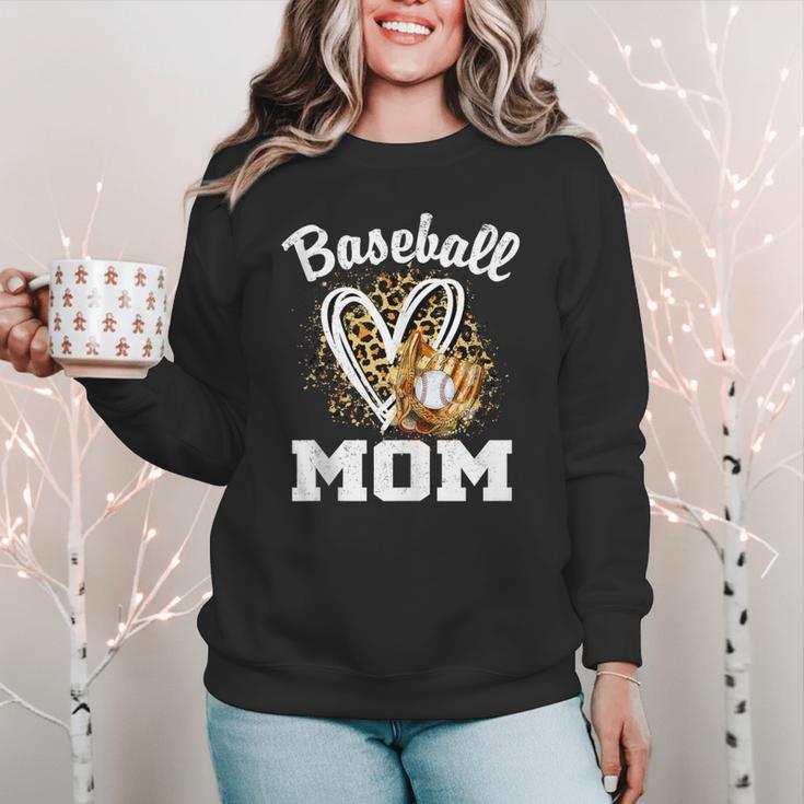 Baseball Mom Leopard Heart Matching Family Women Crewneck Sweatshirt Baseball Mom Leopard Heart Matching Family Women Crewneck Sweatshirt