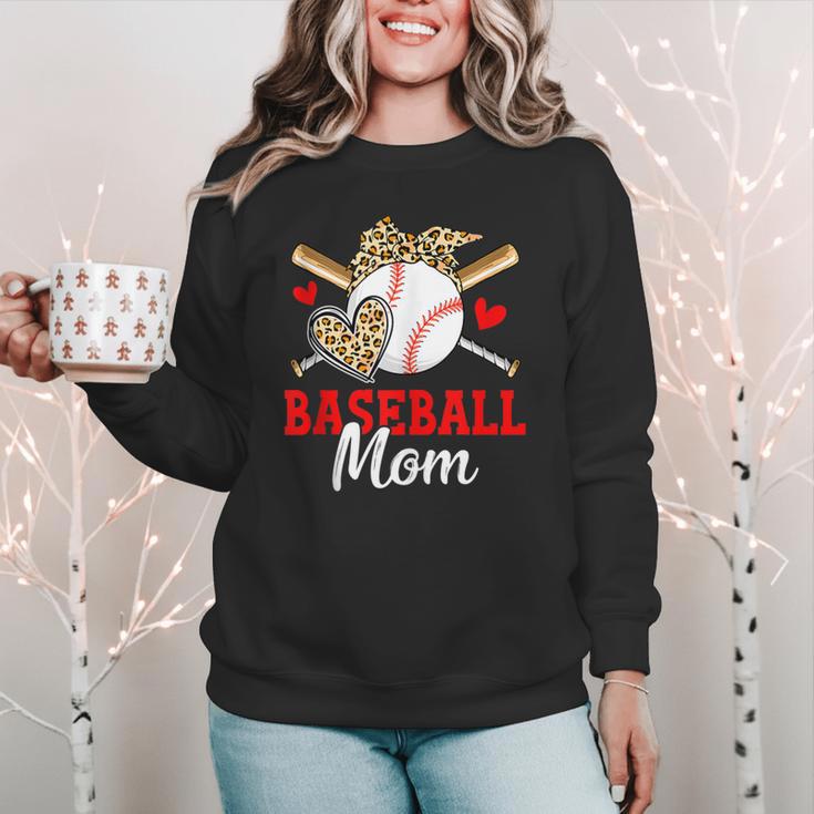 Baseball Mom Leopard Heart Mother's Day Girls Women Crewneck Sweatshirt Baseball Mom Leopard Heart Mother's Day Girls Women Crewneck Sweatshirt