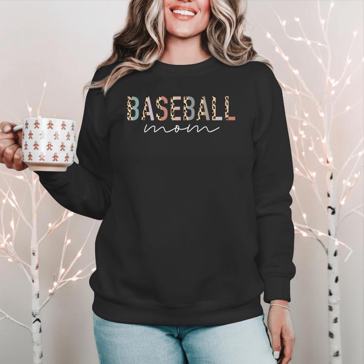 Baseball Mom Leopard Print Baseball Mama Mother's Day Women Crewneck Sweatshirt Baseball Mom Leopard Print Baseball Mama Mother's Day Women Crewneck Sweatshirt