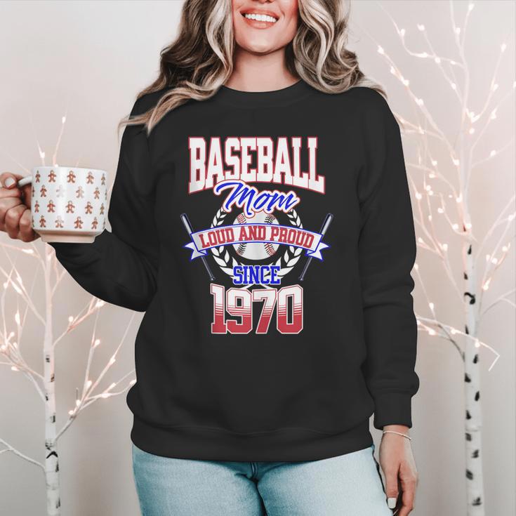 Baseball Mom Loud & Proud Since 1970 Women Crewneck Sweatshirt