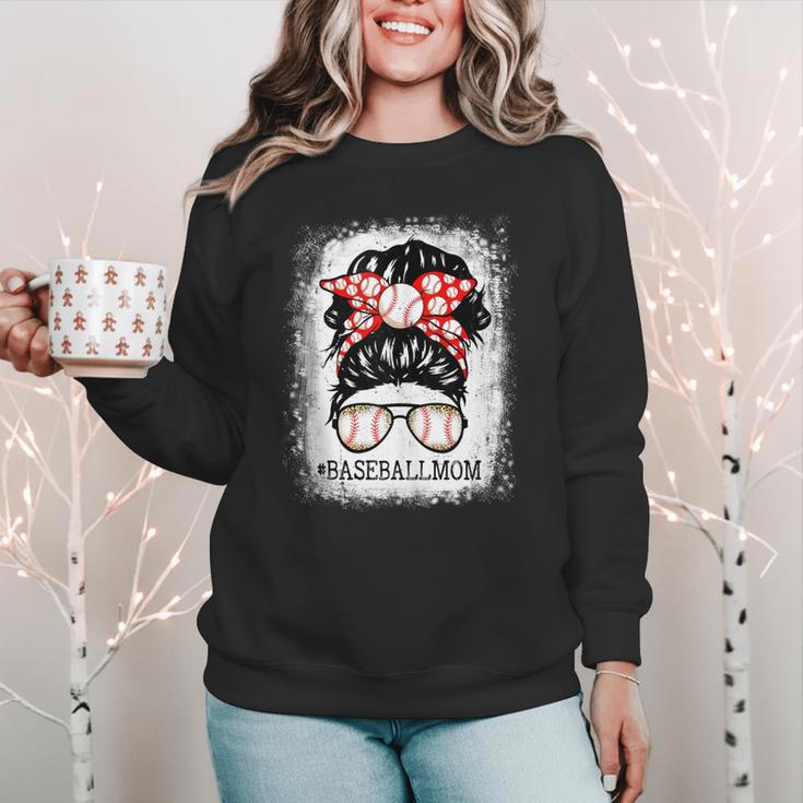 Baseball Mom Messy Bun Hair Player Mom Women Crewneck Sweatshirt Baseball Mom Messy Bun Hair Player Mom Women Crewneck Sweatshirt