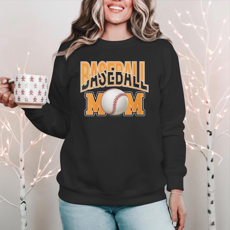 Baseball Mom Sports Orange Women Crewneck Sweatshirt