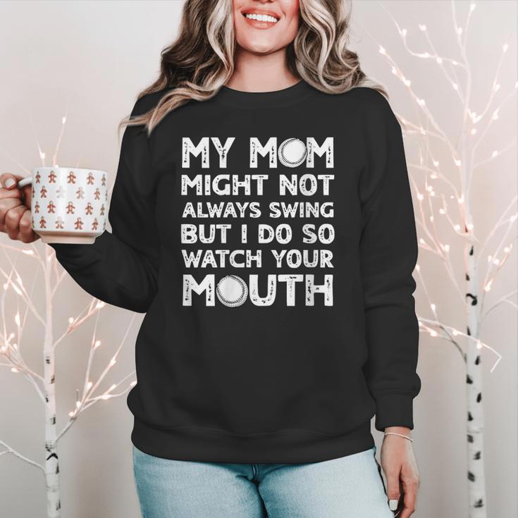 Baseball Mom Swing Watch Mouth Baseball Boy Women Crewneck Sweatshirt Baseball Mom Swing Watch Mouth Baseball Boy Women Crewneck Sweatshirt