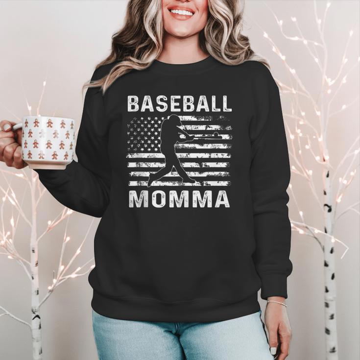 Baseball Momma Mom USA Flag 4th Of July Women Crewneck Sweatshirt Baseball Momma Mom USA Flag 4th Of July Women Crewneck Sweatshirt