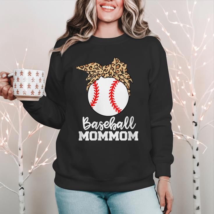 Baseball MomMom Baseball Player Leopard Mom Mom Women Crewneck Sweatshirt Baseball MomMom Baseball Player Leopard Mom Mom Women Crewneck Sweatshirt