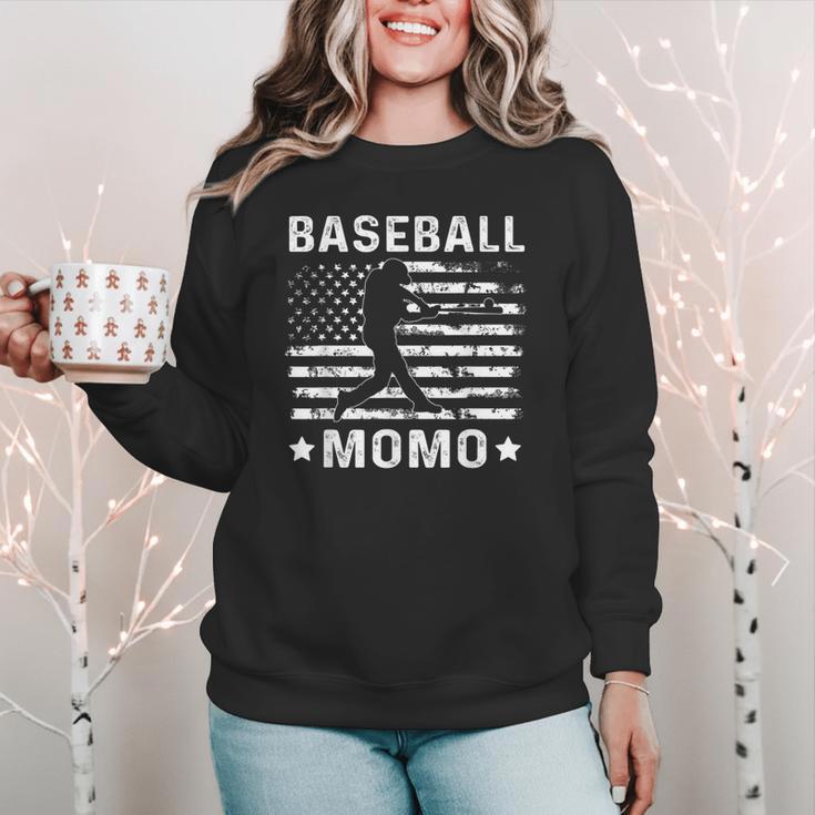 Baseball Momo Mom USA Flag 4th Of July Women Crewneck Sweatshirt