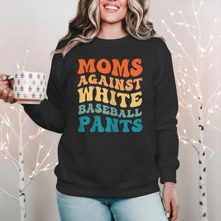 Baseball Moms Against Baseball Pants Groovy Softball Women Crewneck Sweatshirt Baseball Moms Against Baseball Pants Groovy Softball Women Crewneck Sweatshirt