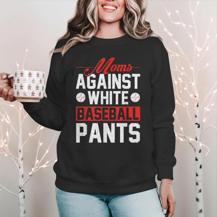 Baseball Moms Against White Baseball Pants Women Crewneck Sweatshirt