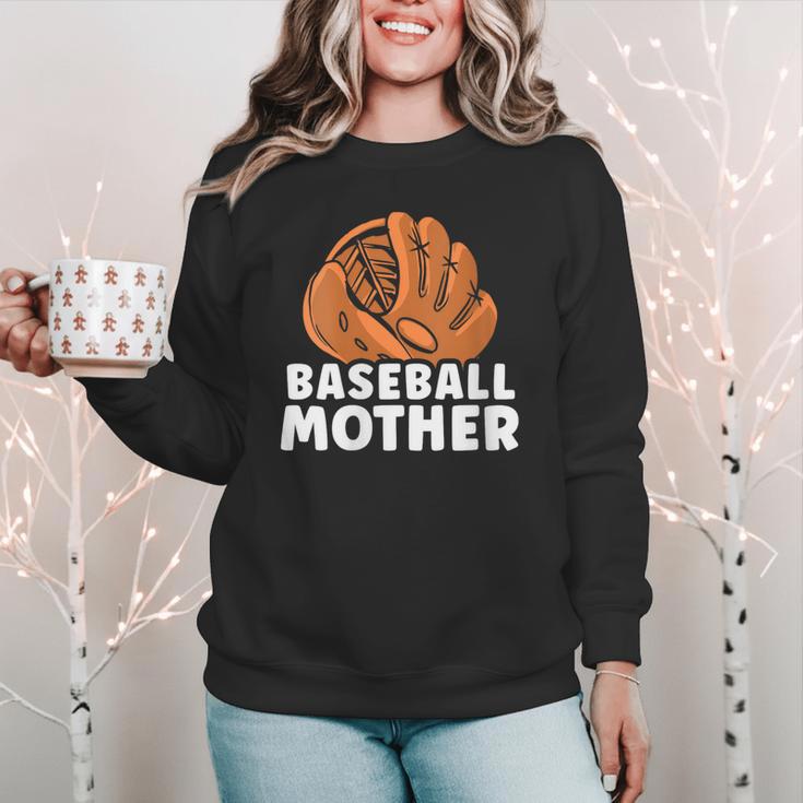 Baseball Mother Lover Baseballer Player Match Baseball Mom Women Crewneck Sweatshirt