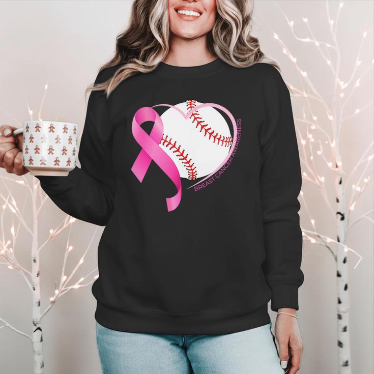 Breast Cancer Awareness Baseball Mom Women Crewneck Sweatshirt Breast Cancer Awareness Baseball Mom Women Crewneck Sweatshirt