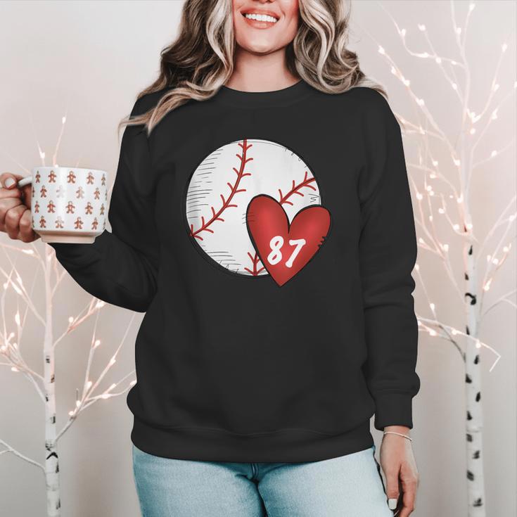 Custom Baseball Mom Number 87 Heart For Mom Mommy Women Crewneck Sweatshirt Custom Baseball Mom Number 87 Heart For Mom Mommy Women Crewneck Sweatshirt