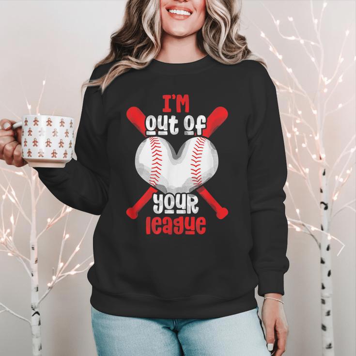 Cute Baseball Mom Out Of Your League Mommy Sports Players Women Crewneck Sweatshirt