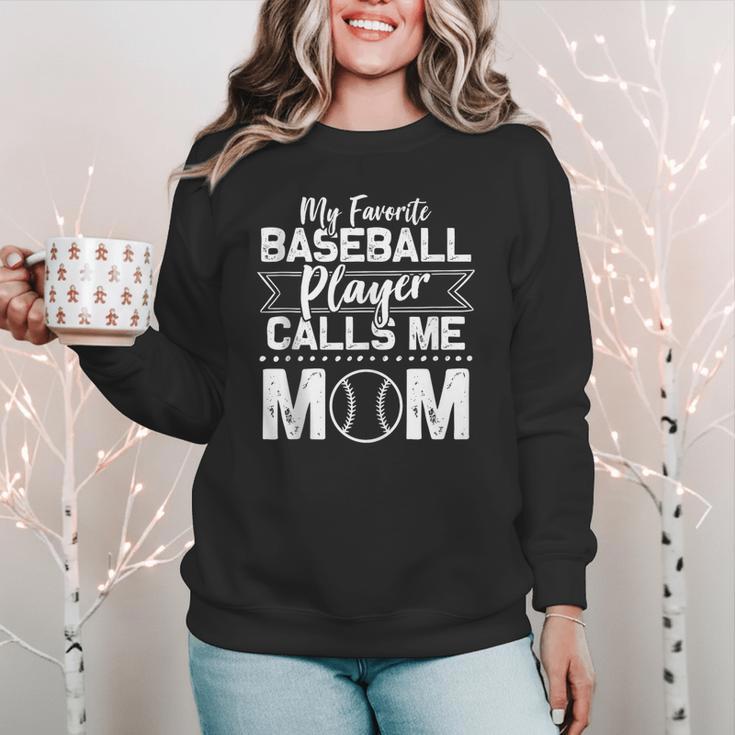 Cute My Favorite Baseball Player Calls Me Mom Baseball Moms Women Crewneck Sweatshirt Cute My Favorite Baseball Player Calls Me Mom Baseball Moms Women Crewneck Sweatshirt