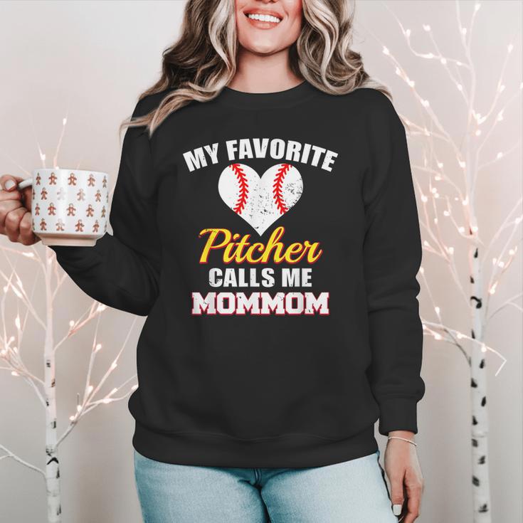 My Favorite Pitcher Calls Me MomMom Pitcher Baseball Mom Mom Women Crewneck Sweatshirt My Favorite Pitcher Calls Me MomMom Pitcher Baseball Mom Mom Women Crewneck Sweatshirt