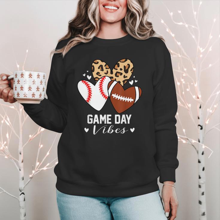 Game Day Vibes Football Baseball Mom Heart Women Crewneck Sweatshirt Game Day Vibes Football Baseball Mom Heart Women Crewneck Sweatshirt