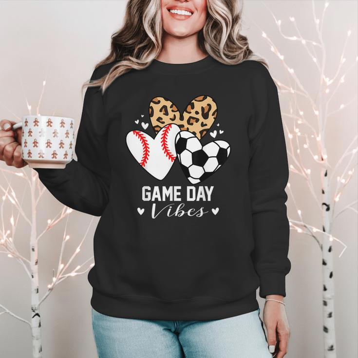 Game Day Vibes Soccer Baseball Mom Heart Women Crewneck Sweatshirt Game Day Vibes Soccer Baseball Mom Heart Women Crewneck Sweatshirt