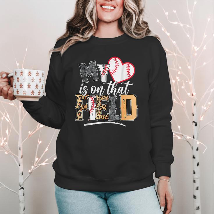 My Heart Is On That Field Mother's Day Baseball Mom Women Women Crewneck Sweatshirt My Heart Is On That Field Mother's Day Baseball Mom Women Women Crewneck Sweatshirt