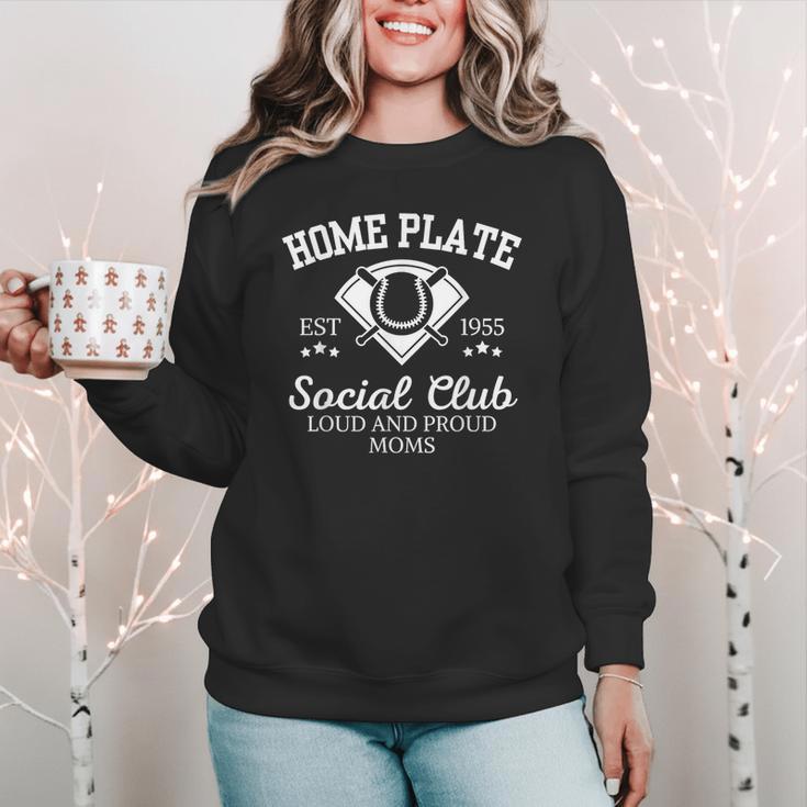 Home Plate Social Club Baseball Moms Group Tee Women Crewneck Sweatshirt Home Plate Social Club Baseball Moms Group Tee Women Crewneck Sweatshirt