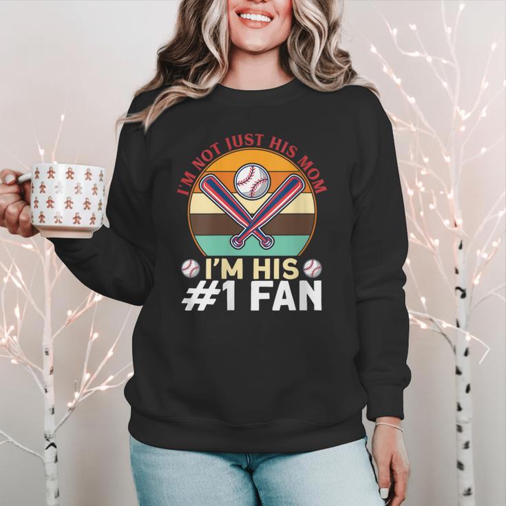 I'm Not Just His Mom Baseball Moms Baseball Mothers Women Crewneck Sweatshirt I'm Not Just His Mom Baseball Moms Baseball Mothers Women Crewneck Sweatshirt