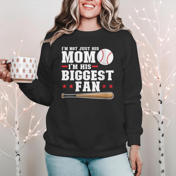 I'm Not Just His Mom I'm His Biggest Fan Baseball Mom Women Crewneck Sweatshirt I'm Not Just His Mom I'm His Biggest Fan Baseball Mom Women Crewneck Sweatshirt
