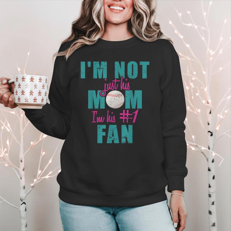I'm Not Just His Mom I'm His Number One Fan Baseball Mom Women Crewneck Sweatshirt