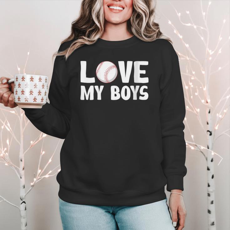 I Love My Boys Baseball Moms Women Crewneck Sweatshirt