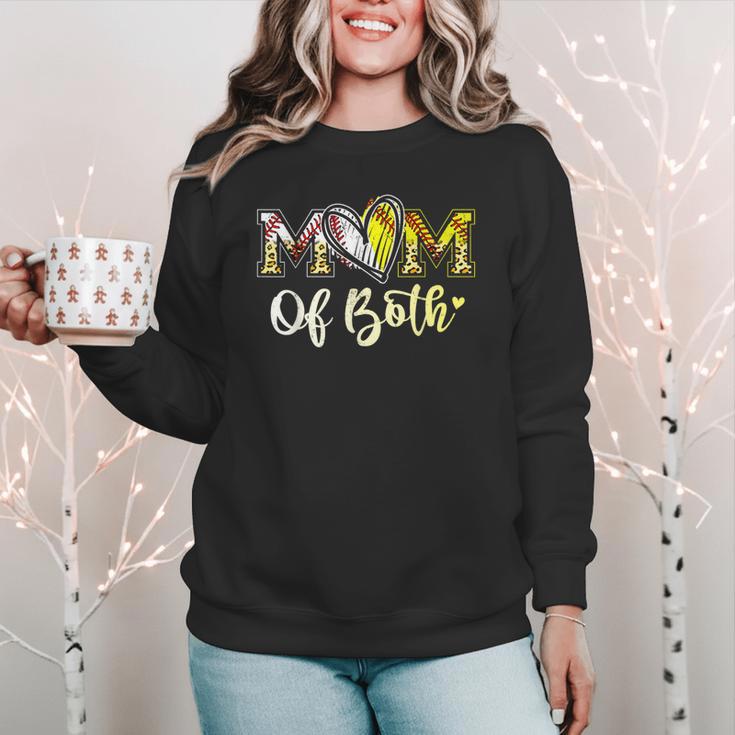 Mom Of Both Softball Baseball Mom Women Crewneck Sweatshirt