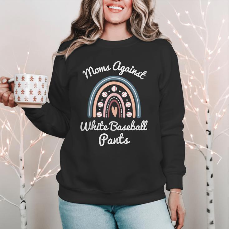 Moms Against Baseball Pants Baseball Mom Rainbow Women Crewneck Sweatshirt