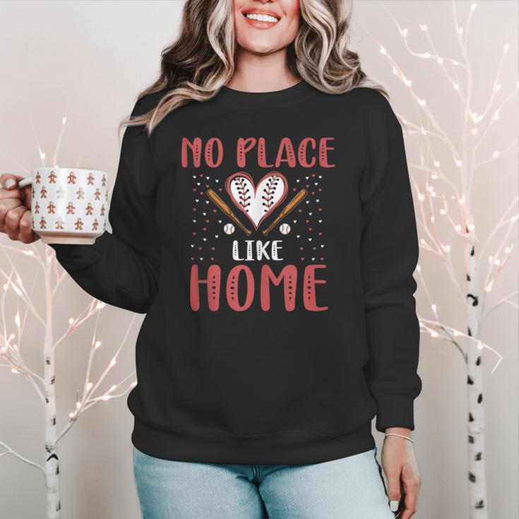 No Place Like Home Baseball Mom Kids Family Fun Women Crewneck Sweatshirt No Place Like Home Baseball Mom Kids Family Fun Women Crewneck Sweatshirt
