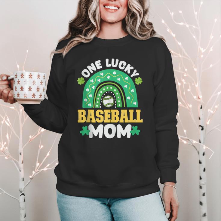 One Lucky Baseball Mom St Patricks Day Rainbow Mother Mama Women Crewneck Sweatshirt One Lucky Baseball Mom St Patricks Day Rainbow Mother Mama Women Crewneck Sweatshirt