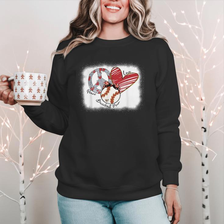 Peace Love Baseball Mom Mommy Women Crewneck Sweatshirt