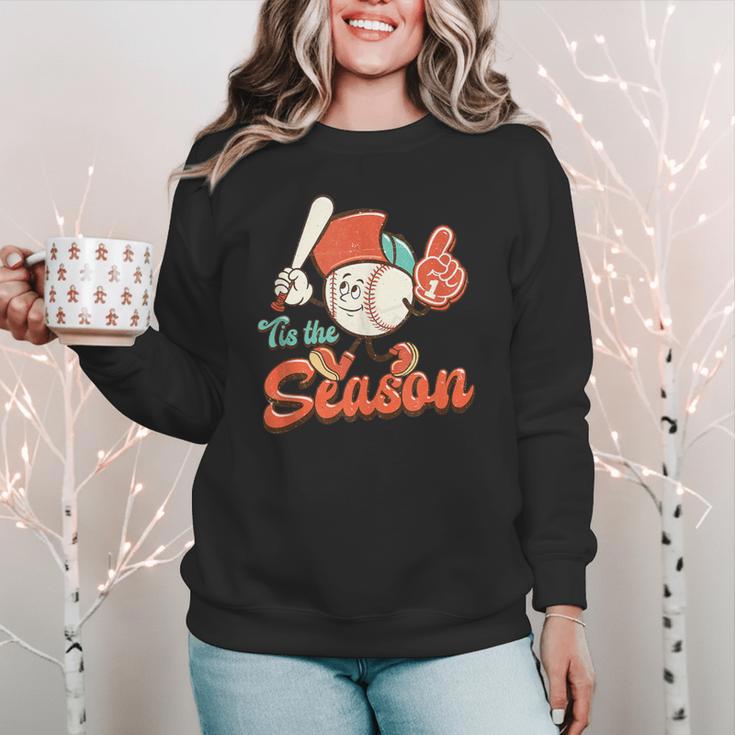 Retro Tis The Season Baseball Mom Baseball Lover Boys Kids Women Crewneck Sweatshirt Retro Tis The Season Baseball Mom Baseball Lover Boys Kids Women Crewneck Sweatshirt