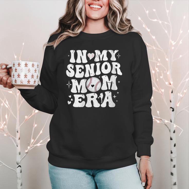 In My Senior Mom Era Class Of 2024 Groovy Baseball Mom Life Women Crewneck Sweatshirt