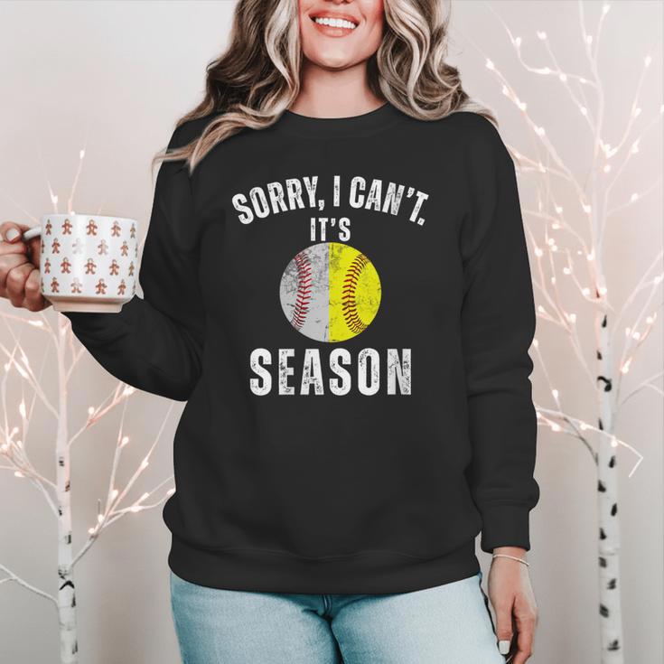 Sorry I Cant It's Season Vintage Softball Baseball Mom Women Crewneck Sweatshirt Sorry I Cant It's Season Vintage Softball Baseball Mom Women Crewneck Sweatshirt