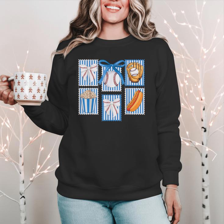Stamps Coquette Bow Baseball Kids Youth Girls Baseball Mom Women Crewneck Sweatshirt