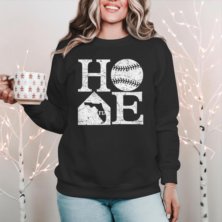 Vintage Baseball Home Florida State Outline Baseball Mom Women Crewneck Sweatshirt Vintage Baseball Home Florida State Outline Baseball Mom Women Crewneck Sweatshirt