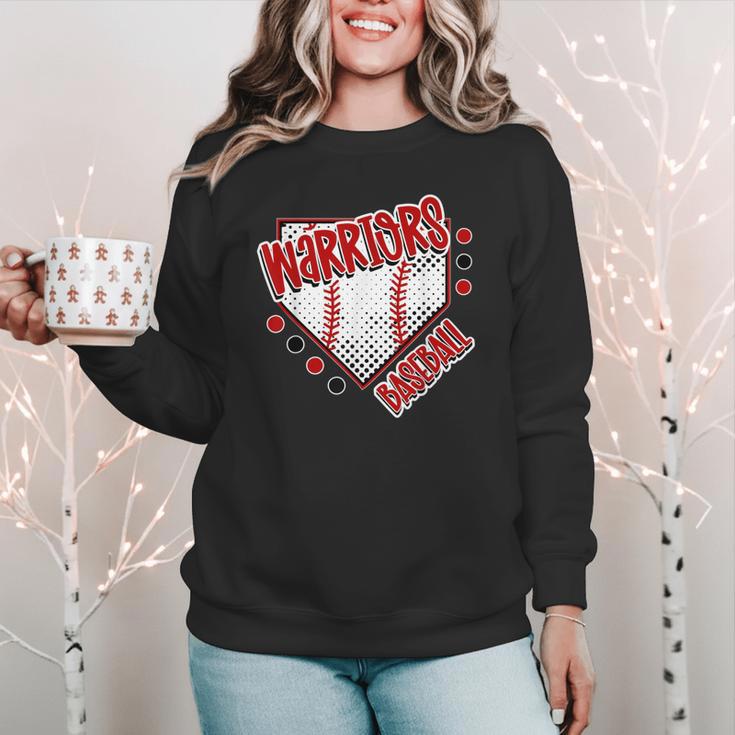 Warriors Home Plate Baseball Sports Baseball Mom Women Crewneck Sweatshirt