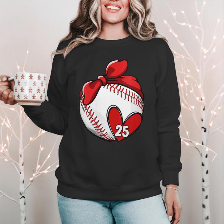 Womens Custom Baseball Mom Number 25 Heart For Mom Mommy Women Crewneck Sweatshirt Womens Custom Baseball Mom Number 25 Heart For Mom Mommy Women Crewneck Sweatshirt