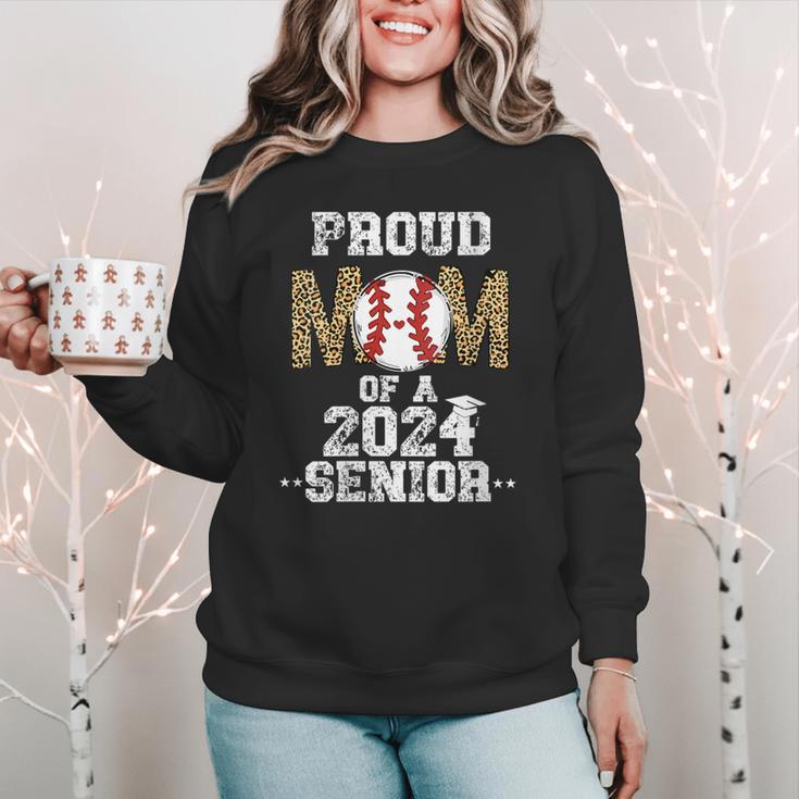 Womens Proud Mom Of a 2024 Senior Class Of 2024 Baseball Mom Women Crewneck Sweatshirt