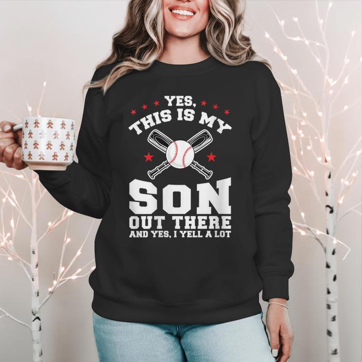Yes This Is My Son Out Baseball Mom Women Crewneck Sweatshirt Yes This Is My Son Out Baseball Mom Women Crewneck Sweatshirt