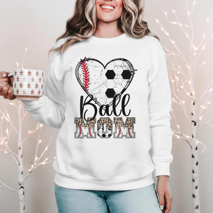 Ball Mom Heart Soccer Baseball Mom Women Crewneck Sweatshirt