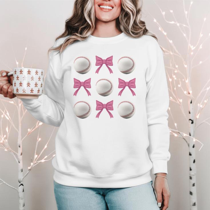 Baseball Boys Girls Baseball Mom Tee Pink Bow Baseball Women Crewneck Sweatshirt Baseball Boys Girls Baseball Mom Tee Pink Bow Baseball Women Crewneck Sweatshirt