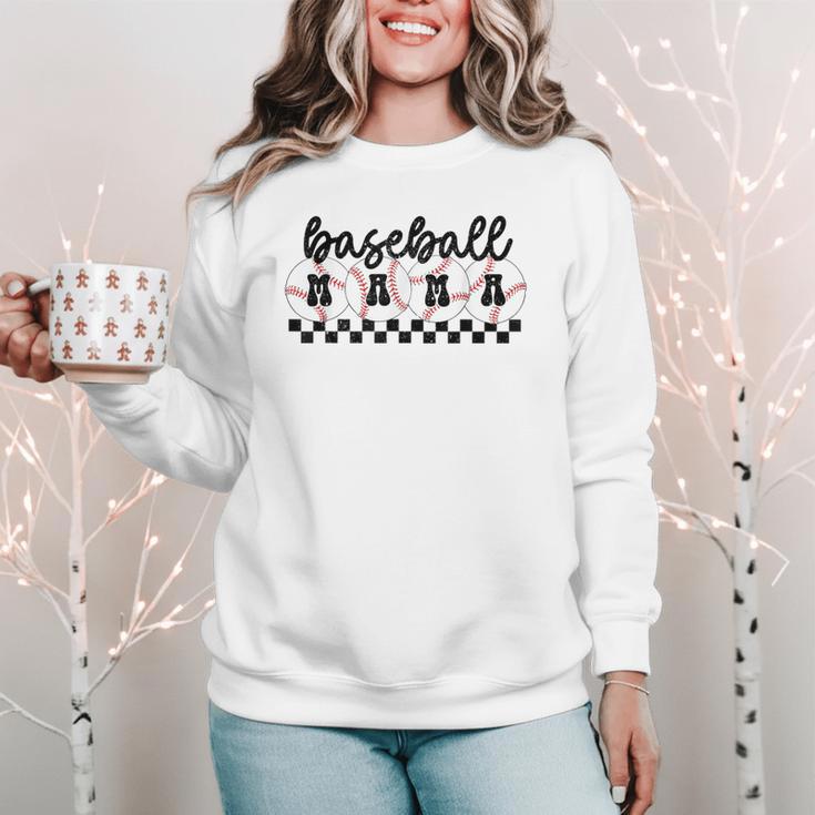 Baseball Mama Retro Groovy Baseball Mom Mother Game Day Women Crewneck Sweatshirt