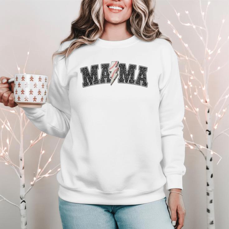 Baseball Mama Rocks Lightning Baseball Mom Mother's Day Women Crewneck Sweatshirt Baseball Mama Rocks Lightning Baseball Mom Mother's Day Women Crewneck Sweatshirt